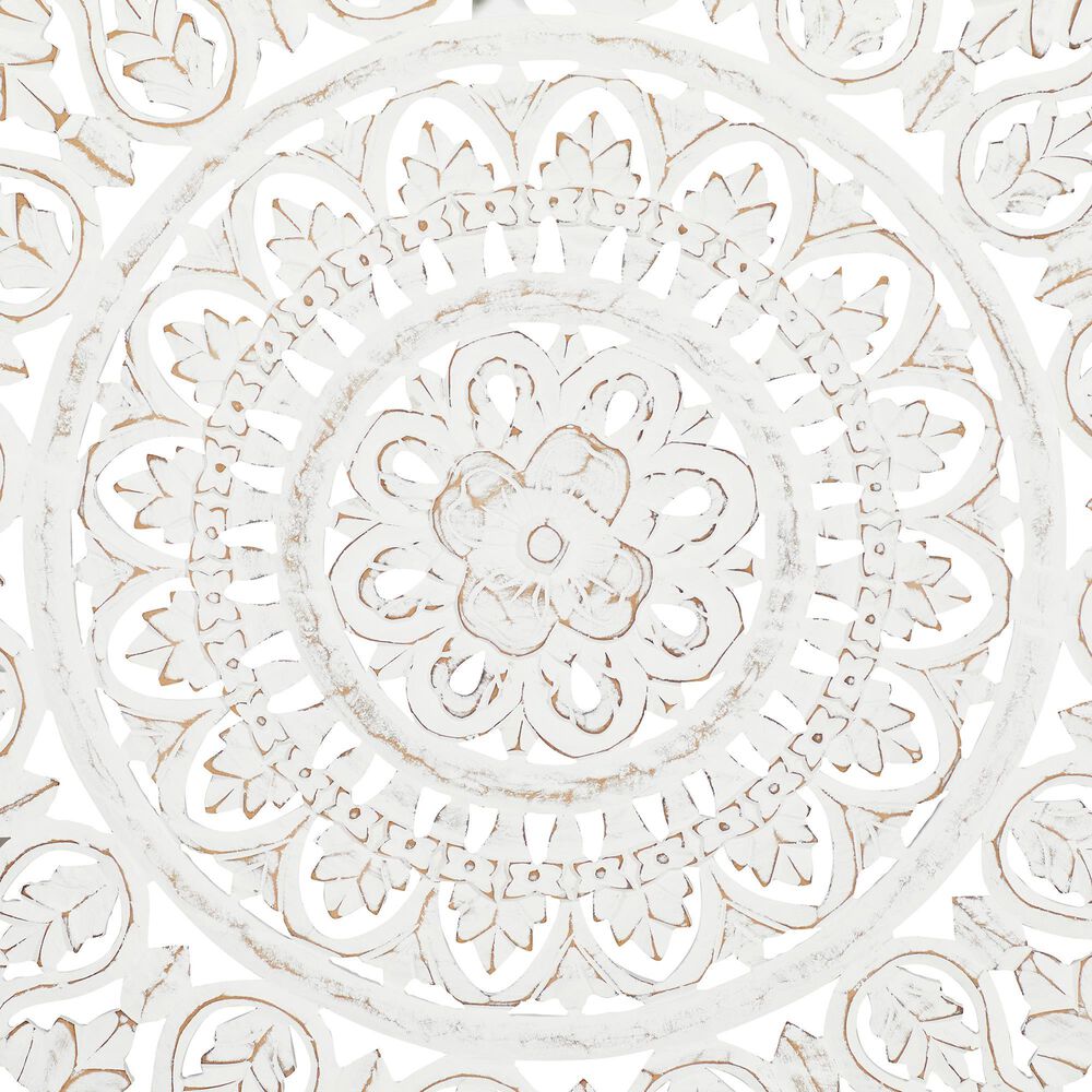 Maple and Jade 36&quot; x 36&quot; Flowers Wall Decor in Distressed White, , large