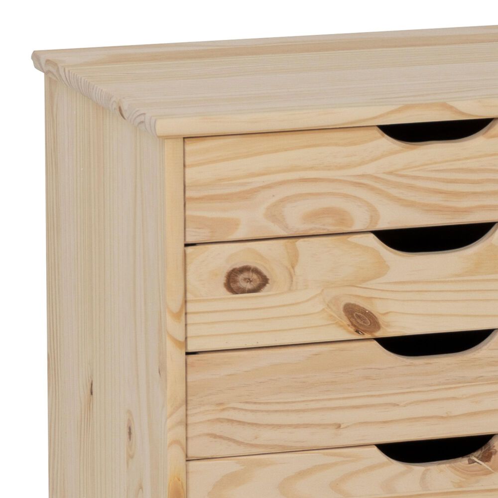 Linon Home Decor Cary 6-Drawer Wide Rolling Cart in Unfinished, , large