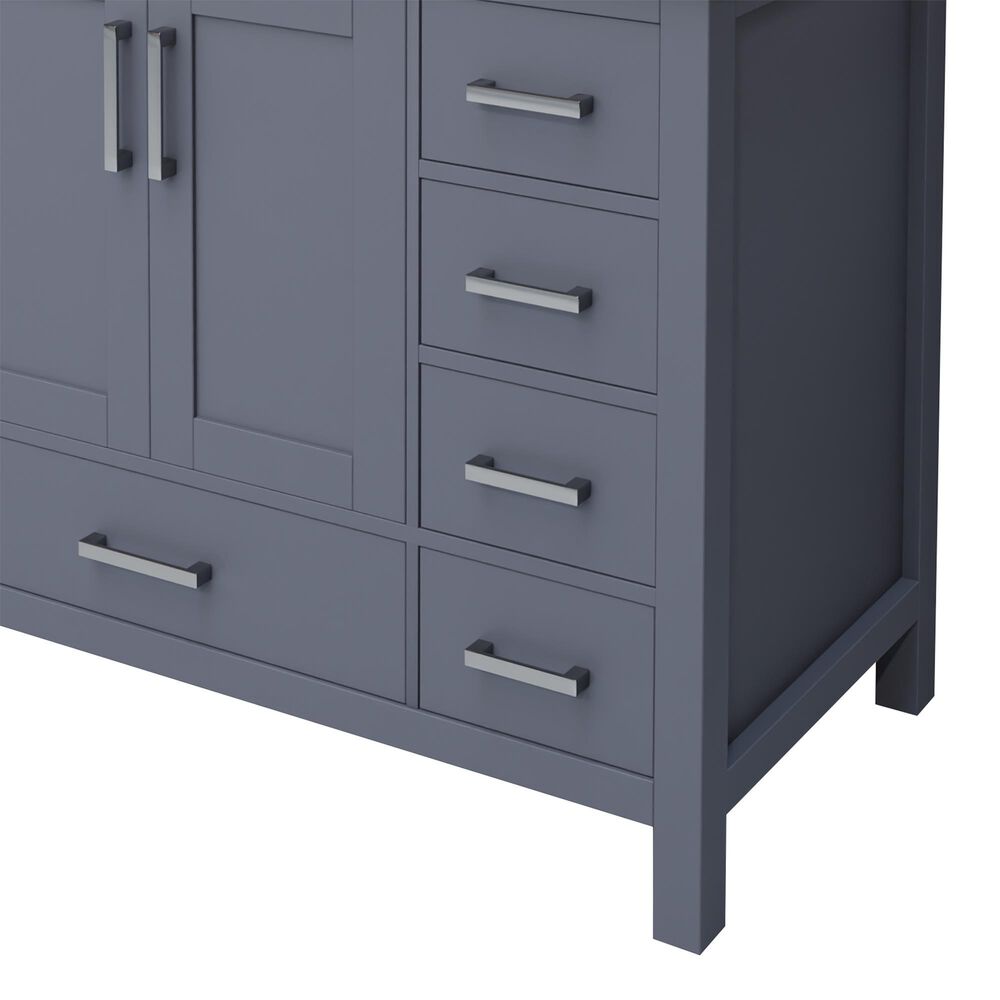 Lexora Home Jacques 48&quot; Single Bathroom Vanity in Dark Grey with 2 cm White Cultured Marble Top and Rectangular Sink, , large