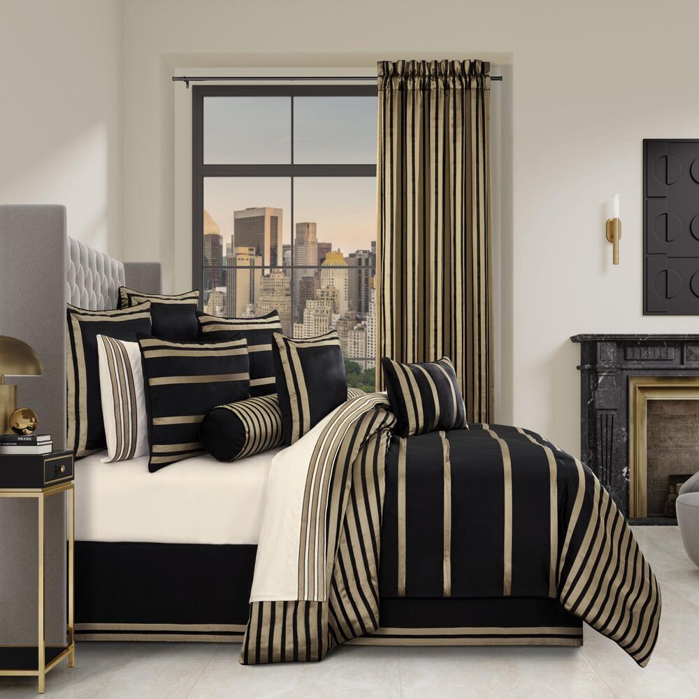 J. Queen New York Calvari 4-Piece Queen Comforter Set in Black and Gold, , large