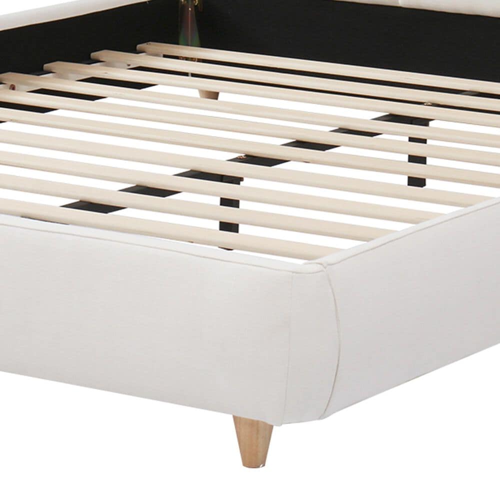 Hearth and Haven Queen Upholstered Platform Bed in White, , large