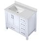 Lexora Home Jacques 36" Left Offset Single Bathroom Vanity in White with 2 cm White Cultured Marble Top and Rectangular Sink, , large