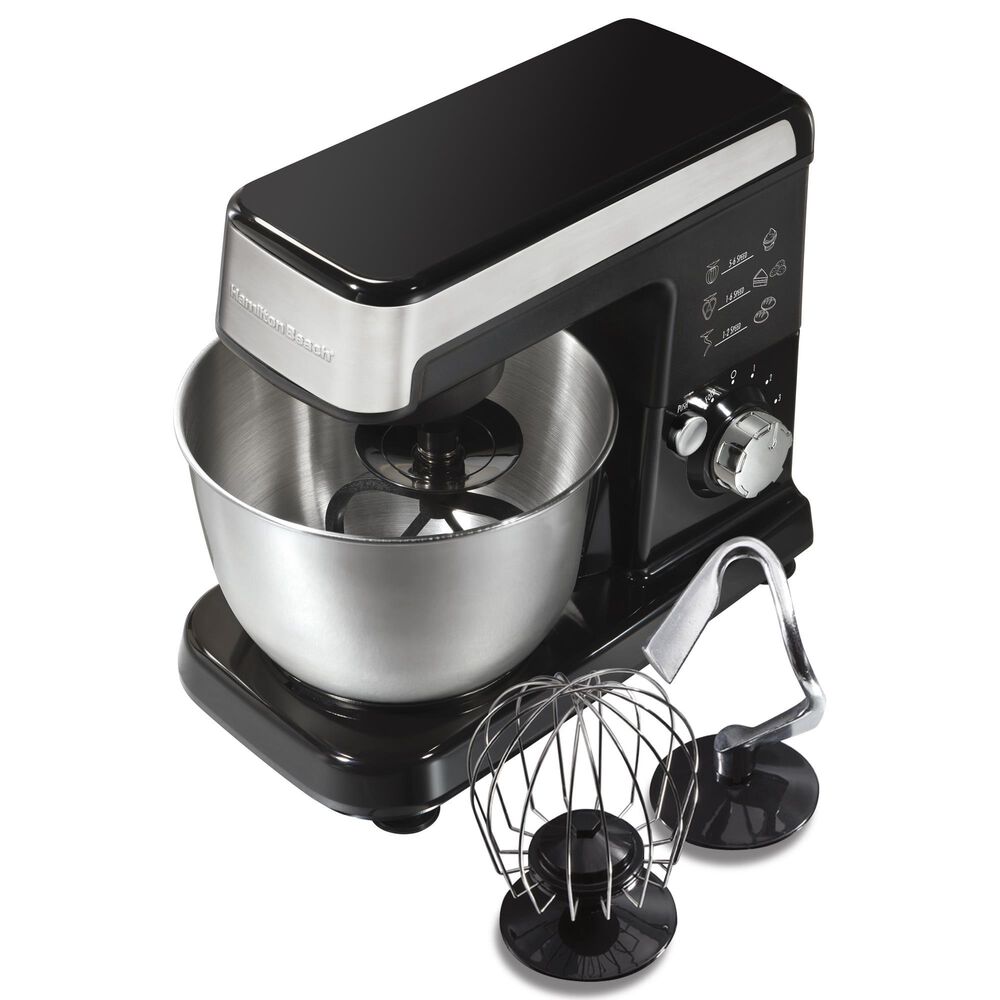 Hamilton Beach 3.5-Quart Stand Mixer in Black and Silver, , large