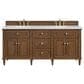 James Martin Vanities Lorelai 72"Double Vanity in Mid-Century Walnut with 3 cm Carrara White Marble Top, , large