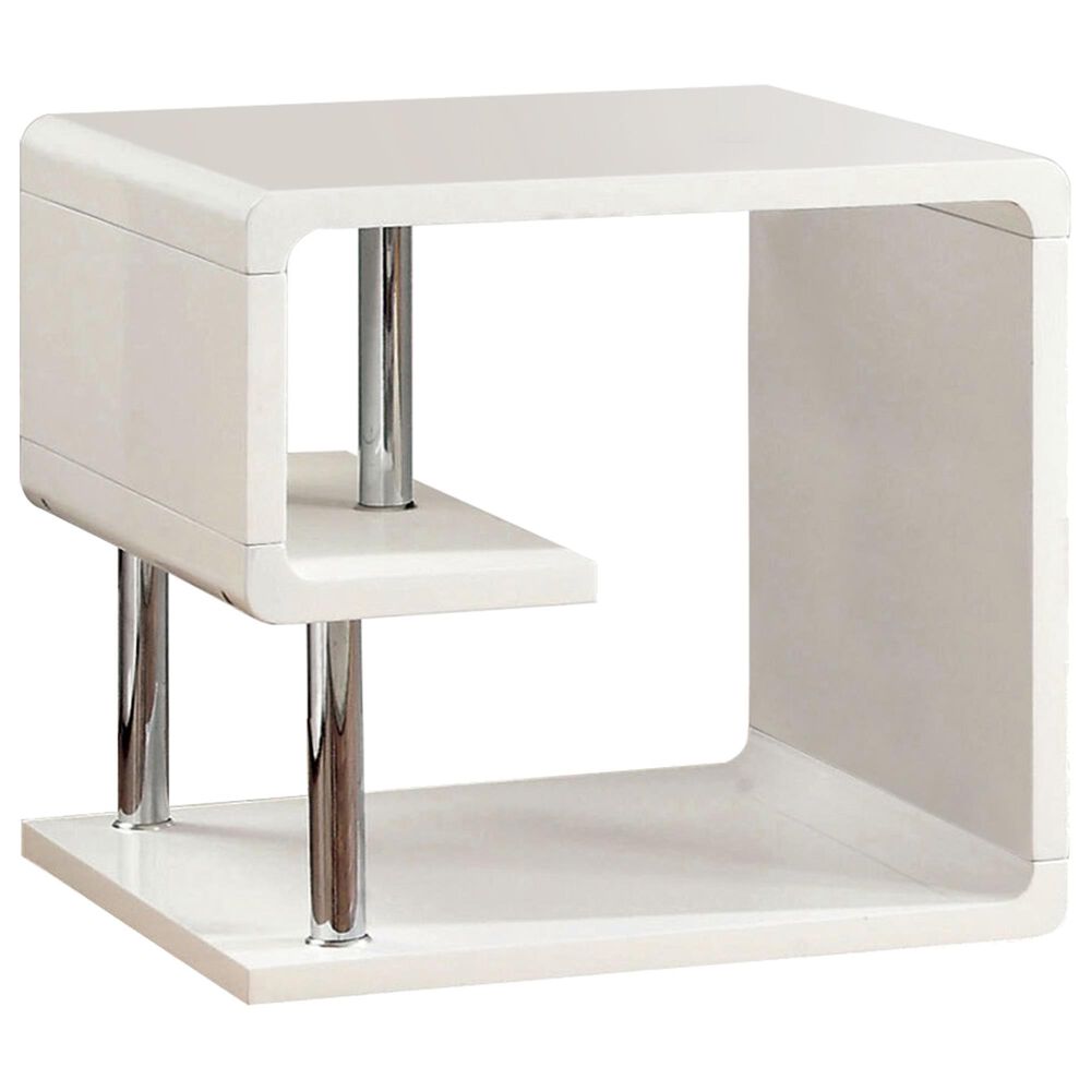 Furniture of America Appel 2-Piece Occasional Table Set in White and Chrome, , large