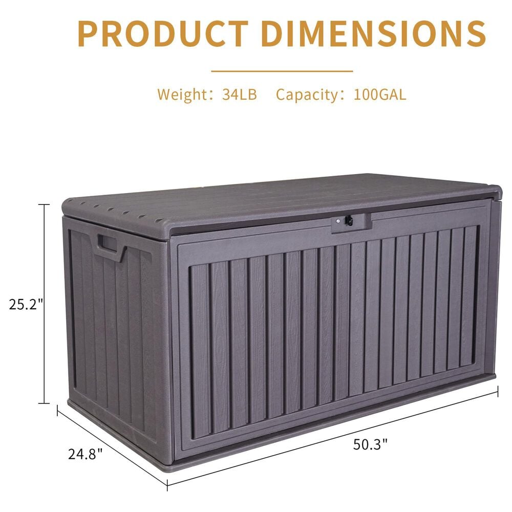 Hearth and Haven Outdoor Deck Box with Side Handles and Lockable Storage Containers in Brown, , large