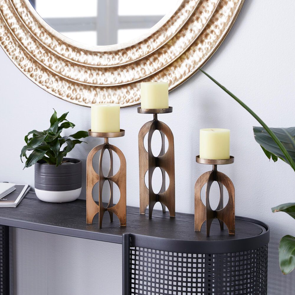 Maple and Jade Contemporary Candle Holder in Gold &#40;Set of 3&#41;, , large