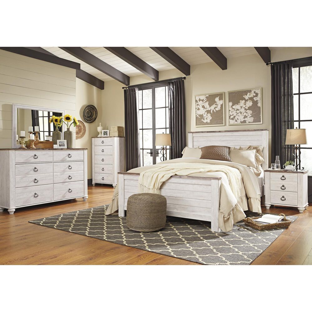 Signature Design by Ashley Willowton 3-Piece Queen Bedroom Set in Whitewash, , large