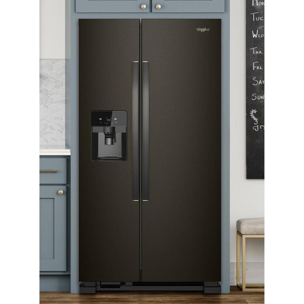 Whirlpool 24.6 Cu. Ft. 36&quot; Wide Side-by-Side Refrigerator in Black Stainless, , large