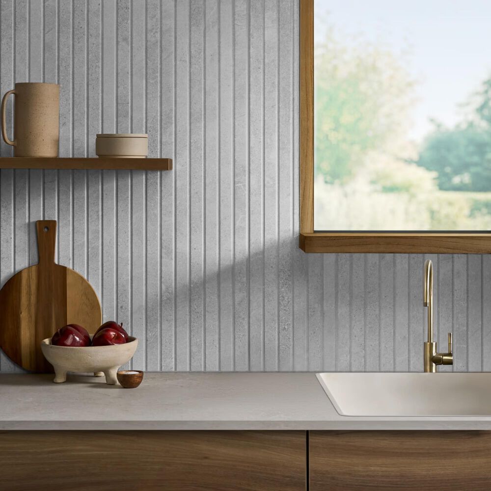 Soho Studio Leno Ribbon Ice Light Gray 24" x 48" Matte Porcelain Tile, , large