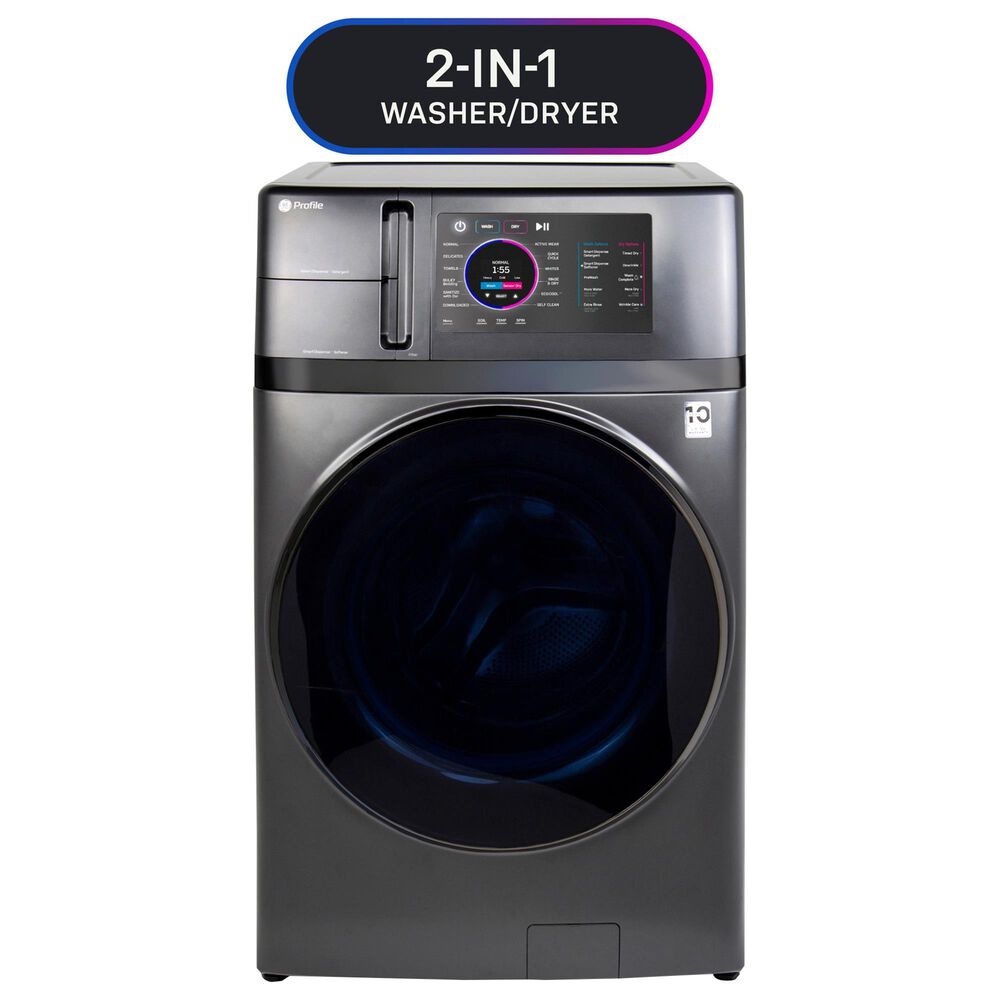 GE Profile 4.8 Cu. Ft. Ultra Fast Combo Washer/Dryer with 7&quot; Pedestal in Slate, , large