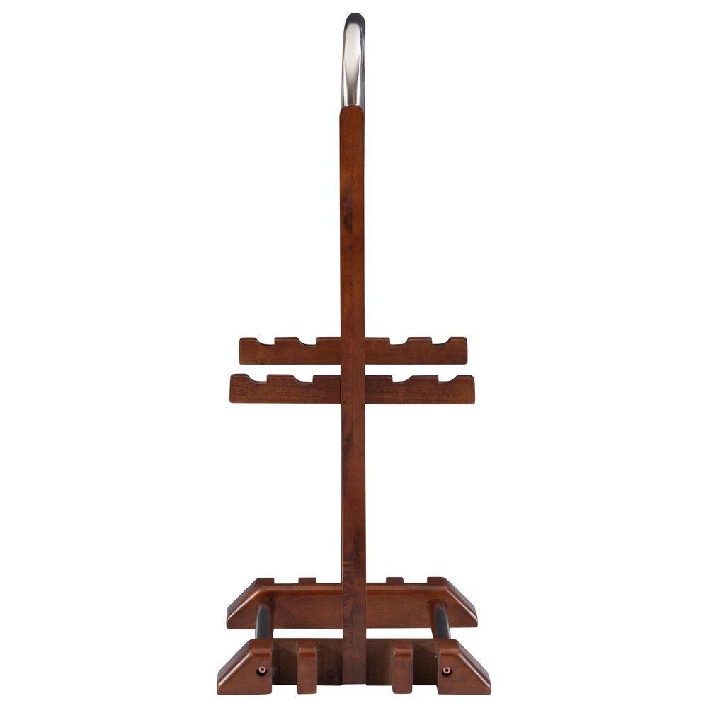 Linon Home Decor Burke Folding TV Tray Table Set with Stand in Dark Cherry and Chrome (Set of 4), , large