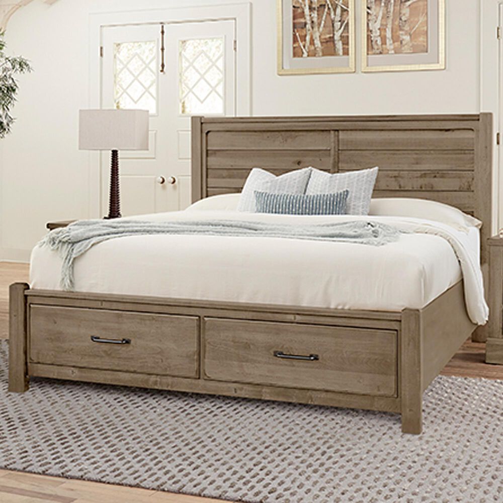 Viceray Collections Cool Rustic King Storage Bed in Stone Grey, , large