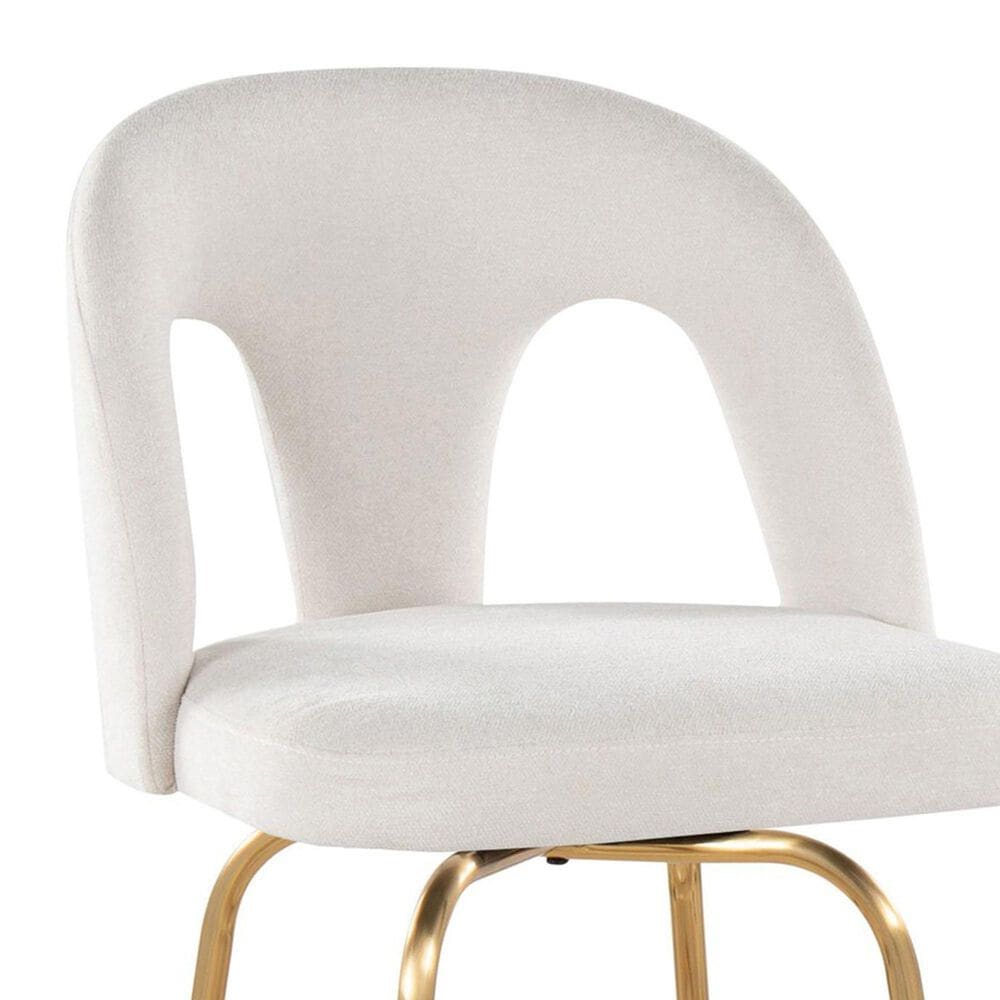 LumiSource Ava Swivel Counter Stool with Snow White Fabric Upholstery in Gold (Set of 2), , large