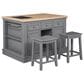 Linden Boulevard Penda Kitchen Island with 2 Stools in Gray, , large