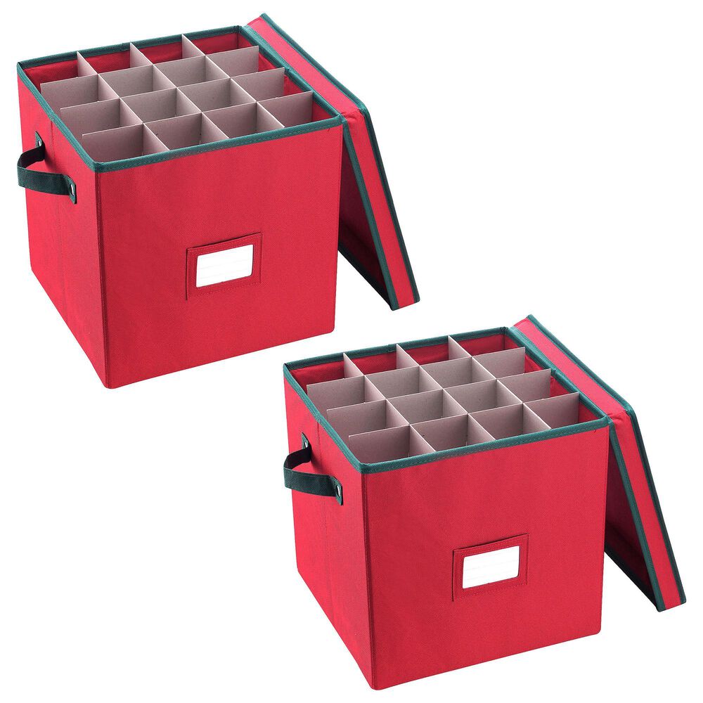 Timberlake Ornament Storage Box in Red &#40;Set of 2&#41;, , large