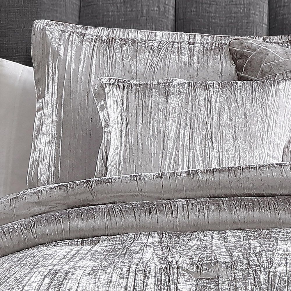Hallmart Collectibles Crinkle 7-Piece King Comforter Set in Silver, , large