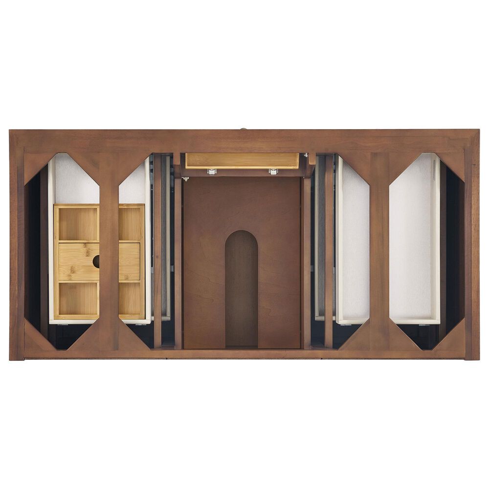 James Martin Vanities Lorelai 48" Single Vanity in Mid-Century Walnut with 3 cm White Zeus Quartz Top, , large