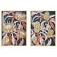 Creative Coop 39.38" x 27.5" Floral Prints Wall Art in Blue, Brown, Yellow and Orange (Set of 2), , large
