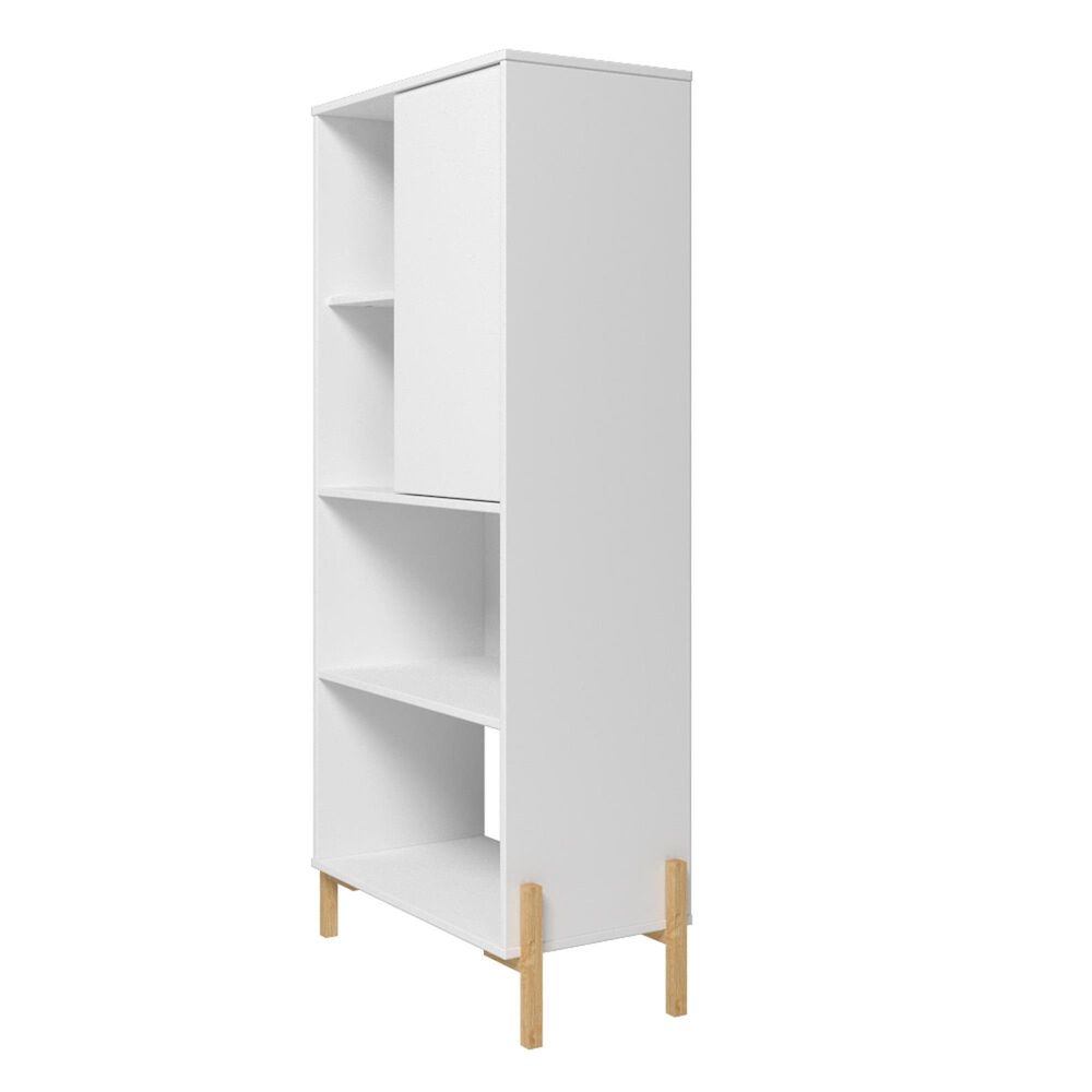 Dayton Bowery 5-Shelf Bookcase in White/Oak, , large