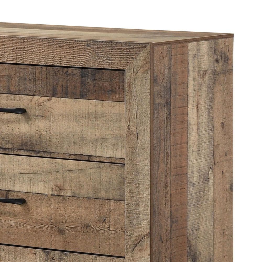 Crown Mark Elmer King Bed with Dresser and Nightstand in Rustic Brown, , large