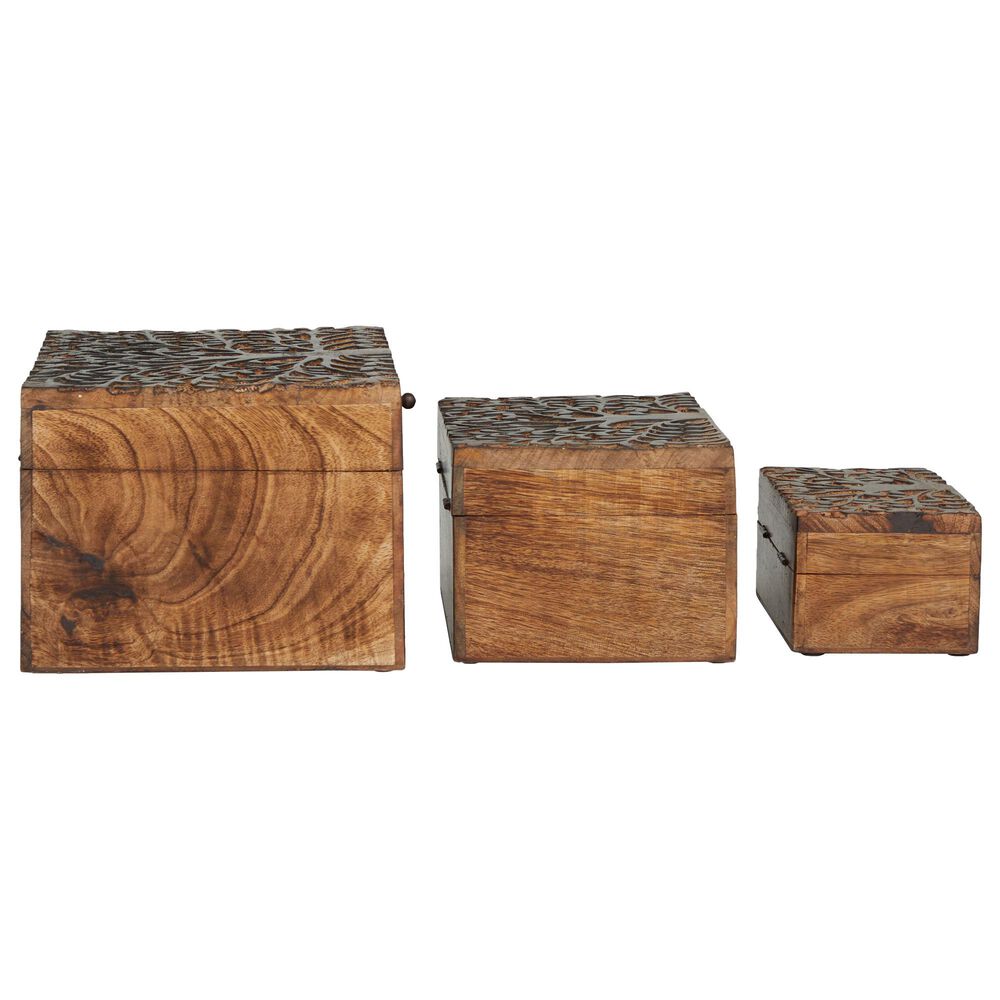 Maple and Jade Rustic Box in Brown &#40;Set of 3&#41;, , large