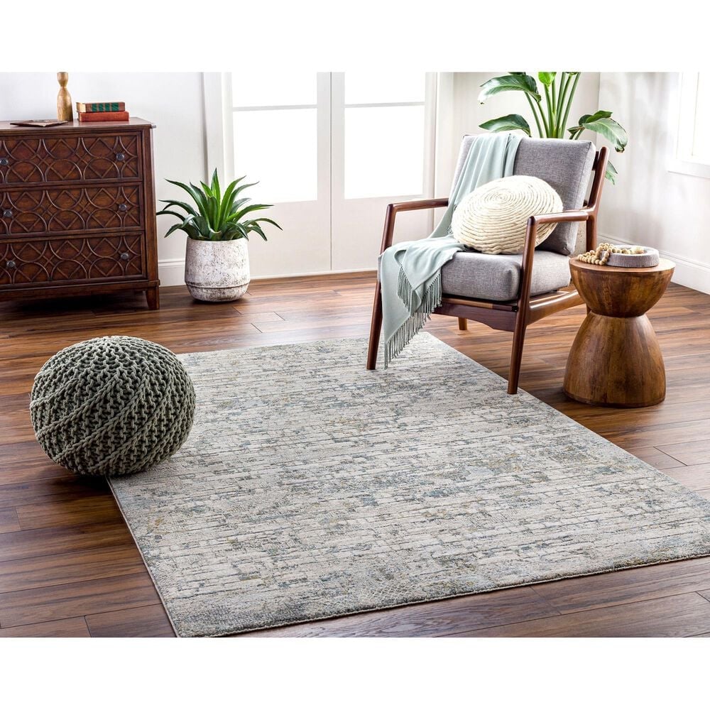 Surya Dresden Taupe, Off-White, Light Gray, Deep Teal, Dusty Sage, Ink Blue and Mustard 6&#39;7&quot; x 9&#39;6&quot; Area Rug, , large