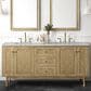 James Martin Vanities Laurent 72" Double Bathroom Vanity in Light Natural Oak with 3 cm Eternal Jasmine Pearl Quartz Top and Rectangular Sinks, , large