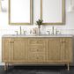 James Martin Vanities Laurent 72" Double Bathroom Vanity in Light Natural Oak with 3 cm Eternal Jasmine Pearl Quartz Top and Rectangular Sinks, , large