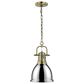 Golden Lighting Duncan 1-Light Small Pendant with Chain and Chrome Shade in Aged Brass, , large