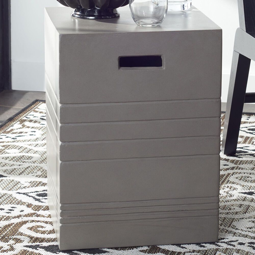 Safavieh Monterey Patio Accent Stool in Dark Gray, , large
