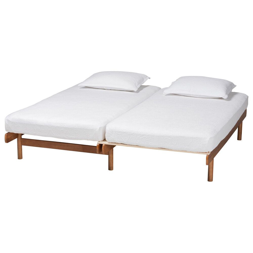 Baxton Studio Bolivia Expandable Twin to King Bed Frame in Walnut Brown, , large