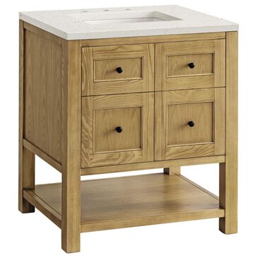 James Martin Vanities Breckenridge 30" Single Bathroom Vanity in Light Natural Oak with 3 cm Lime Delight Quartz Top and Rectangular Sink, , large