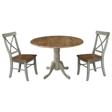 International Concepts 3-Piece Solid Wood Dining Set in Hickory and Stone, , large