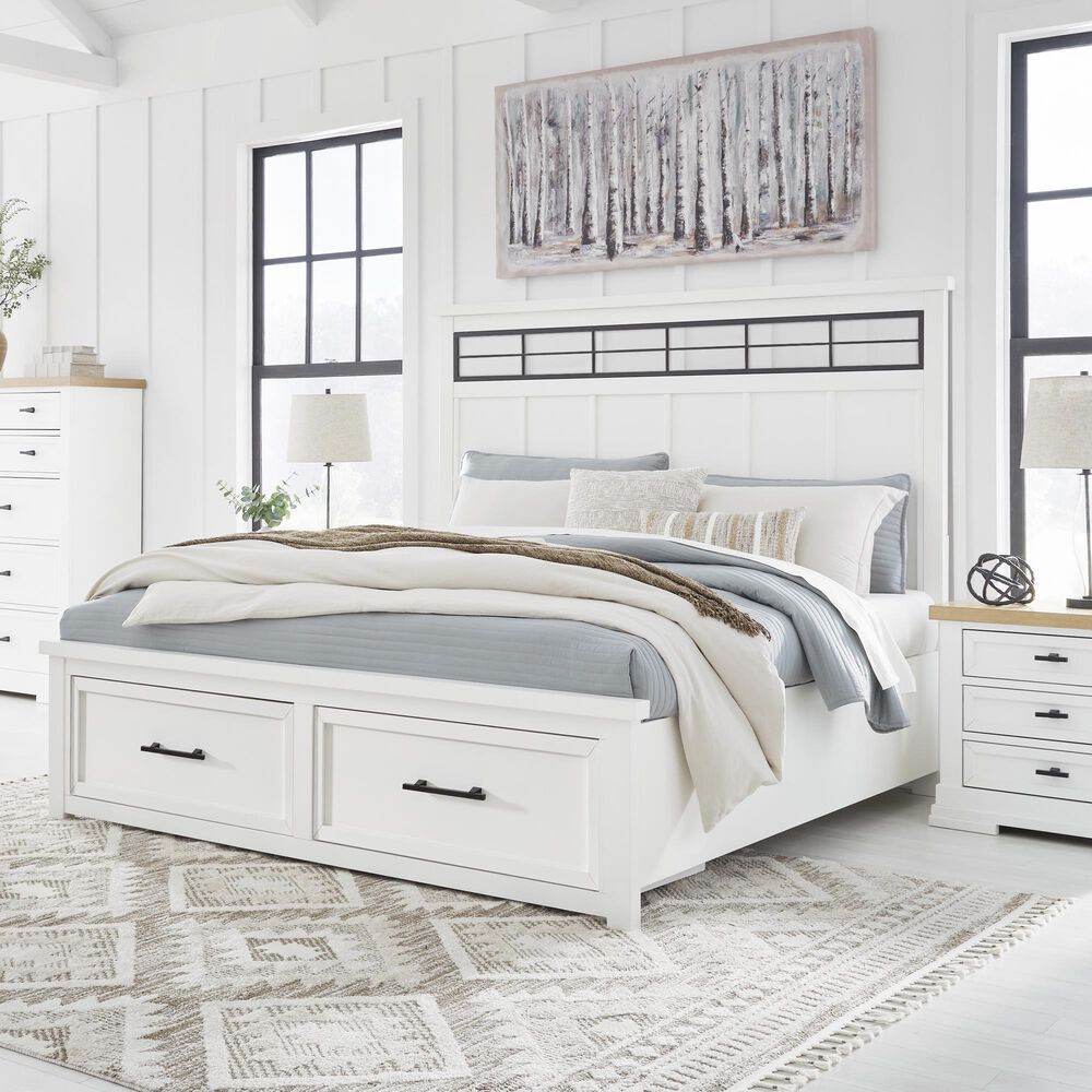 Ashley Ashbryn Queen Storage Bed in White and Natural, , large