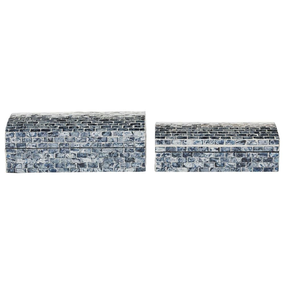 Maple and Jade 2-Piece Handmade Decorative Box Set in Polished Blue, , large