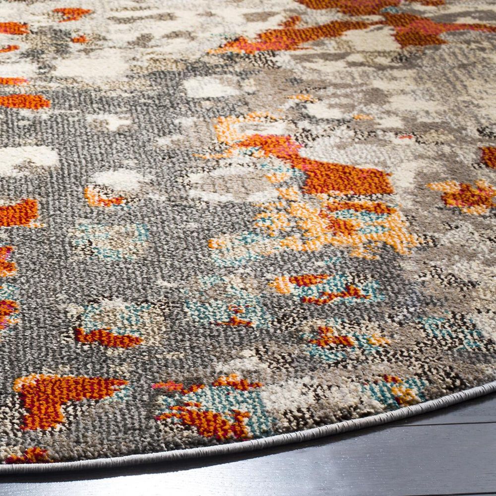 Safavieh Monaco MNC225H-5R 5&#39; Round Grey/Orange Area Rug, , large