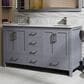 Lexora Home Jacques 60" Double Bathroom Vanity in Dark Grey with 2 cm White Carrara Marble Top and Rectangular Sinks, , large