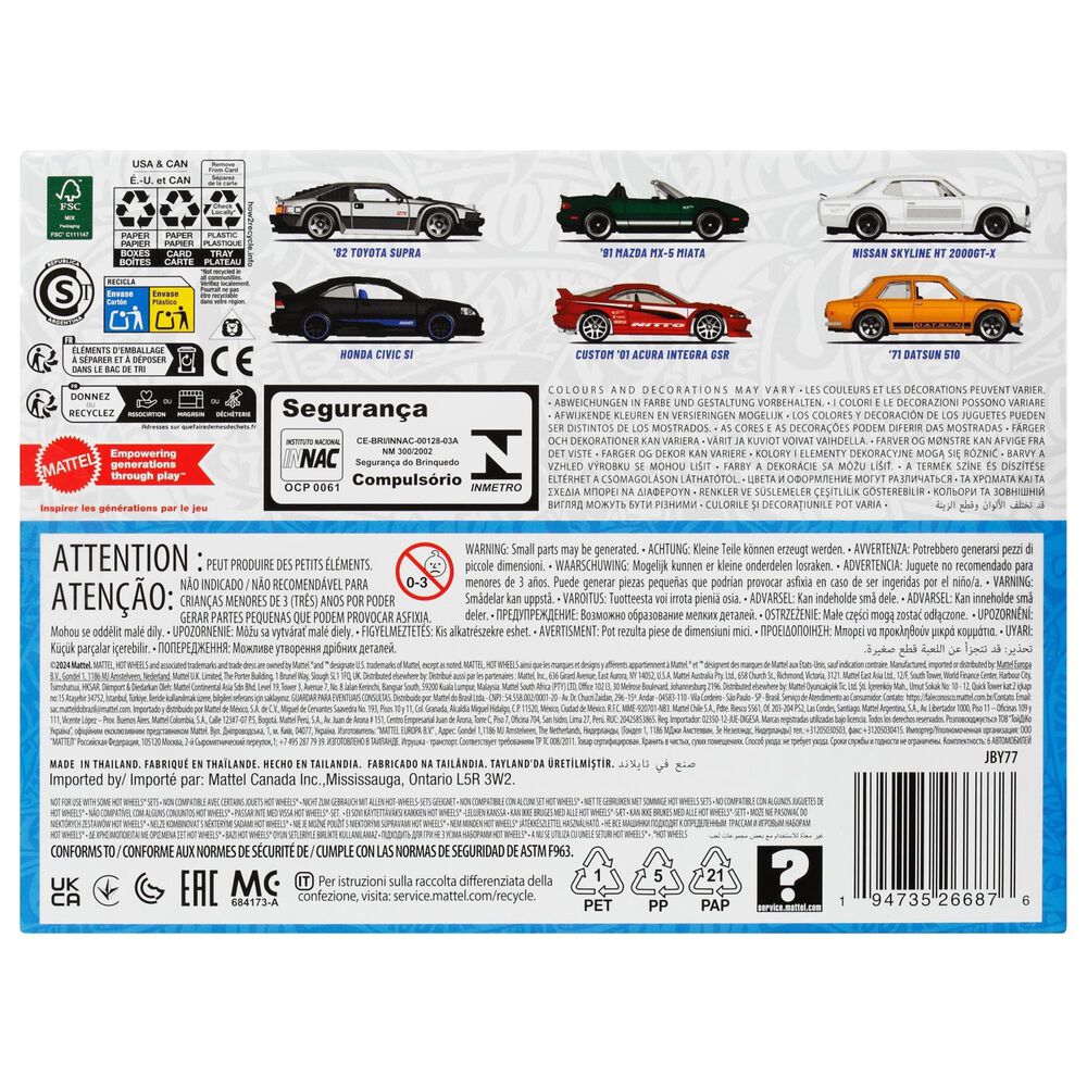 Hot Wheels Toy Cars 1:64 Scale Japanese Multipack Vehicles in Multicolor &#40;Set of 6&#41;, , large