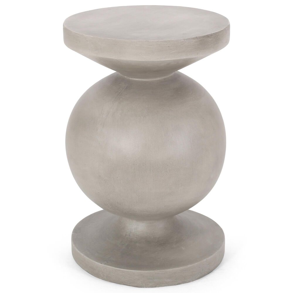 Hearth and Haven Outdoor Sculptural Round End Table with Pedestal Base in Natural, , large
