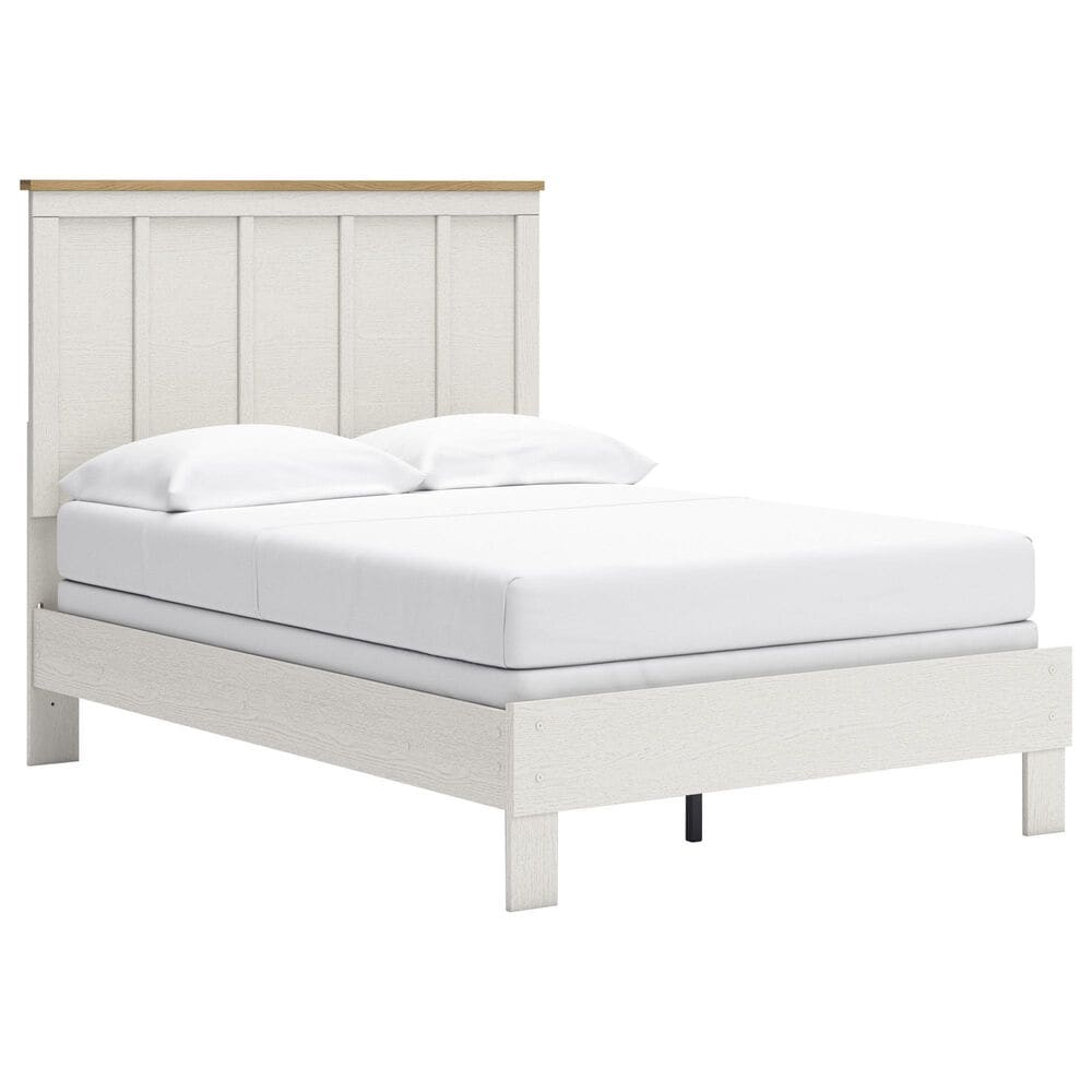 Ashley Linnocreek Full Panel Bed in White and Warm Brown, , large