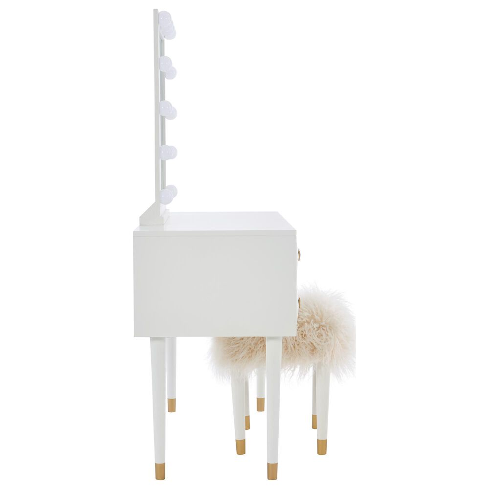 Linon Home Decor Geo Vanity with Stool in White, , large