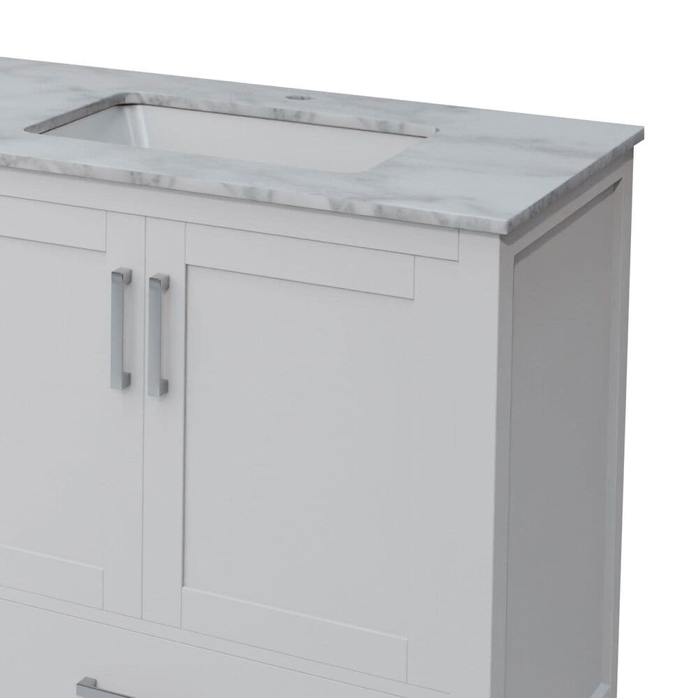 Lexora Home Jacques 80" Double Bathroom Vanity in White with 2 cm White Carrara Marble Top and Rectangular Sinks, , large