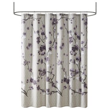 Hampton Park Holly 72" x 72" Shower Curtain in Grey and Purple, , large