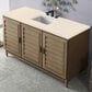 James Martin Vanities Portland 60" Single Bathroom Vanity in Whitewashed Walnut with 3 cm Eternal Marfil Quartz Top and Rectangular Sink, , large