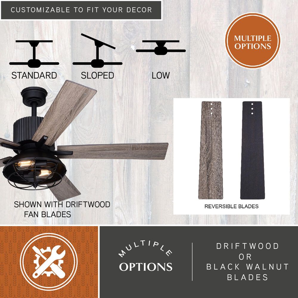 Vaxcel Elkhart 52" LED Ceiling Fan in Black, , large