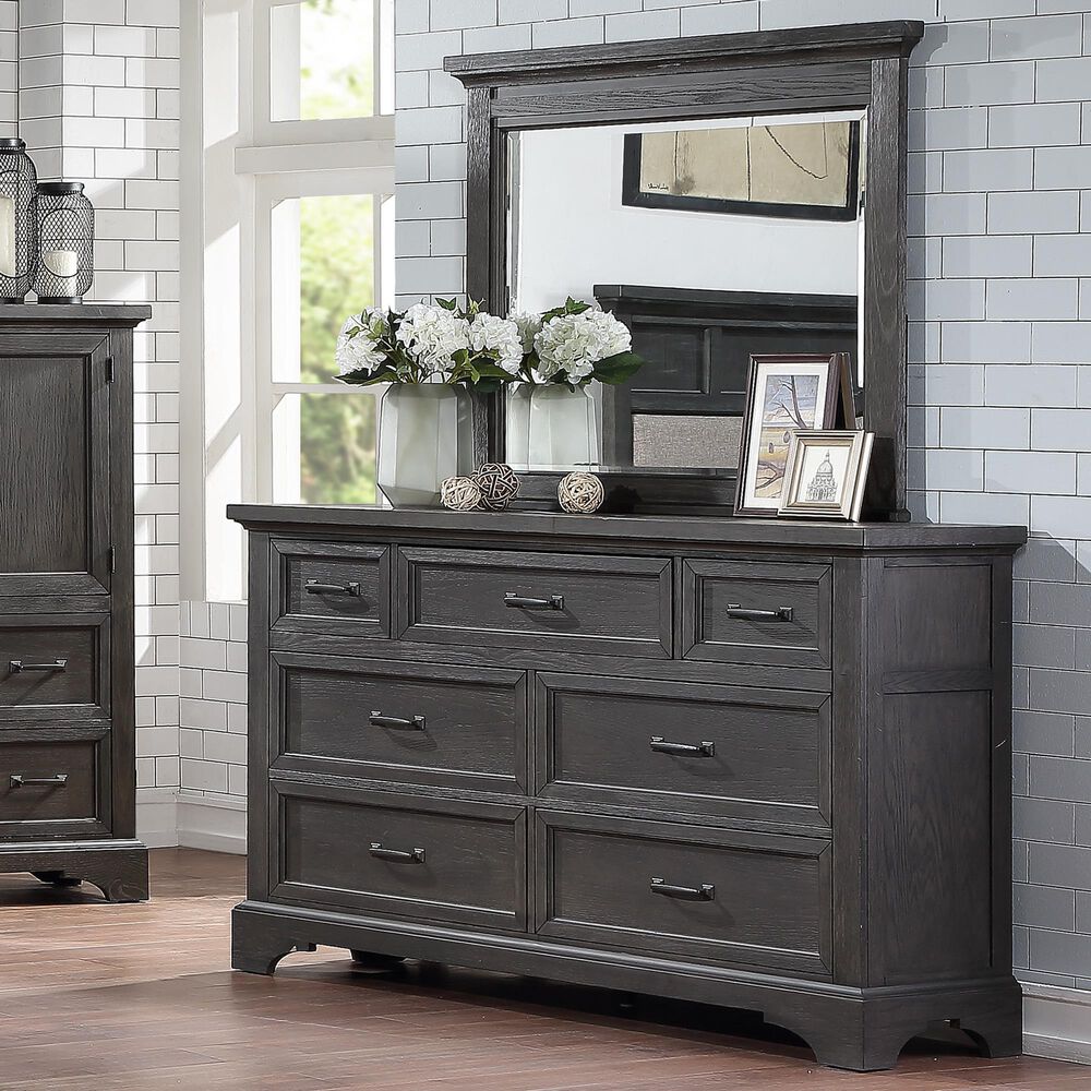 Davis International Prescott 7 Drawer Dresser and Mirror in Gray Oak, , large
