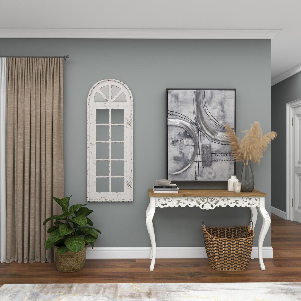 Maple and Jade 20&quot; x 53&quot; Wall Mirror in Distressed White, , large