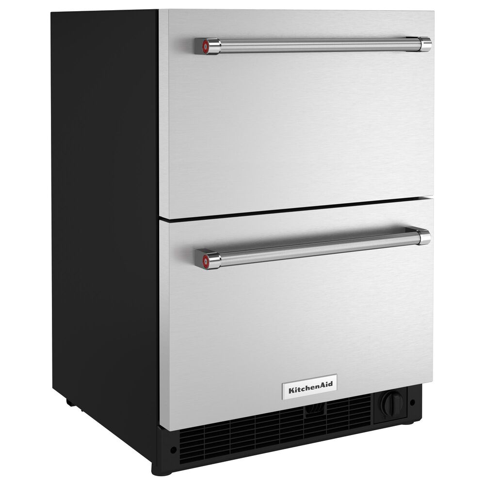 Whirlpool 24 Undercounter Double-Drawer Refrigerator Freezer in Black and  Stainless Steel