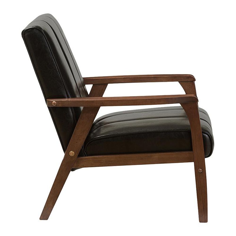 Baxton Studio Nikko Lounge Chair with Cocoa Leg in Black , , large
